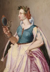 Allegory of Vanity, a Janus-Headed Woman with a Mirror, Around Which a Snake Coils